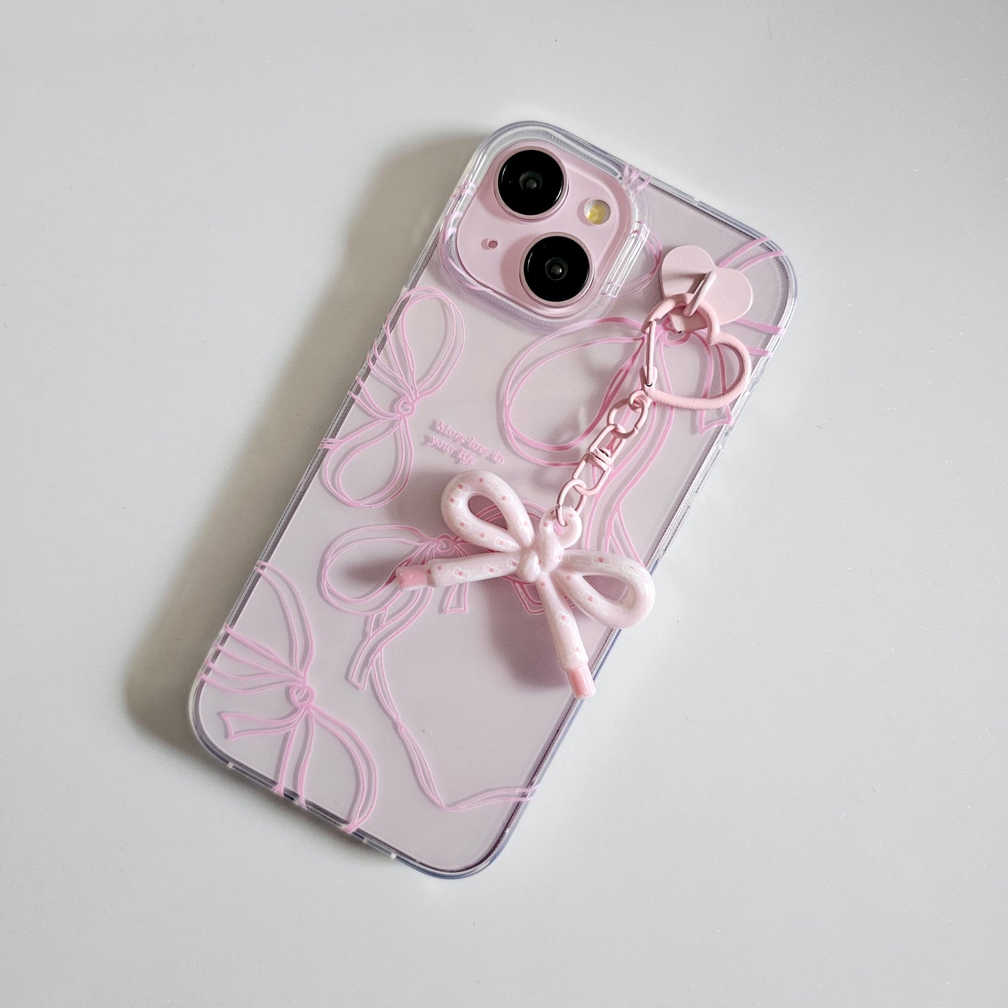 Blush Ribbon Dreams Coquette Bow Phone Charm Case