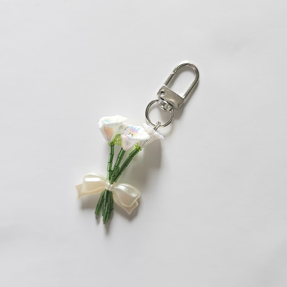 Mini White Handmade bouquet Phone Charm