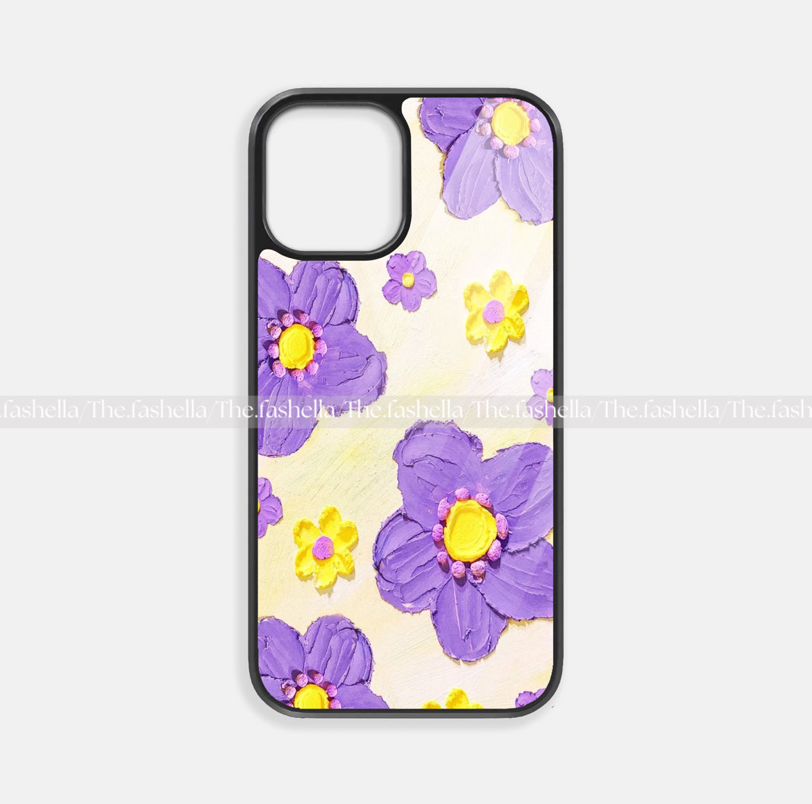 Pretty lavender & yellow flowers premium glossy phone case