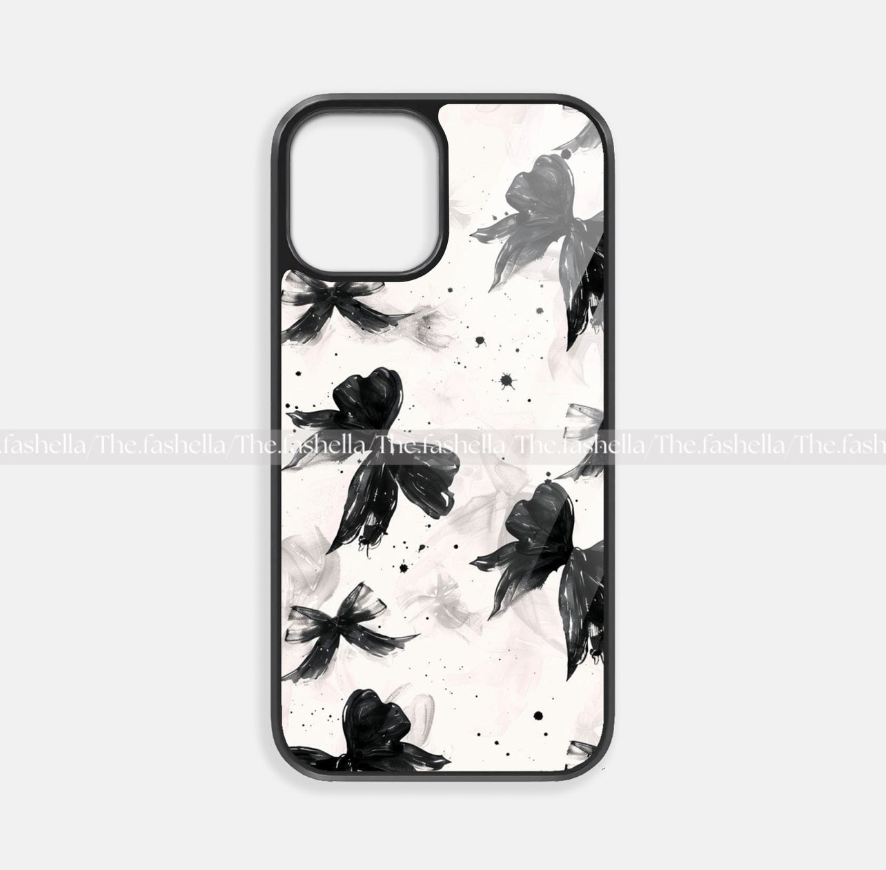 Aesthetic black bow pretty glossy phone case