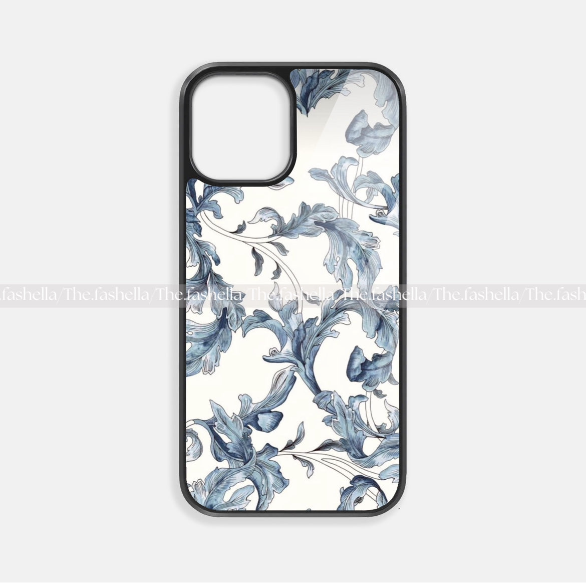 Aesthetic blue wavy cute floral premium glossy phone case