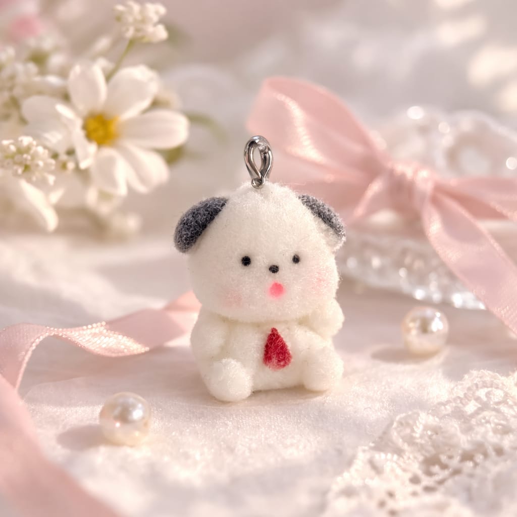 Frosty Cuddle cute bunny phone charm