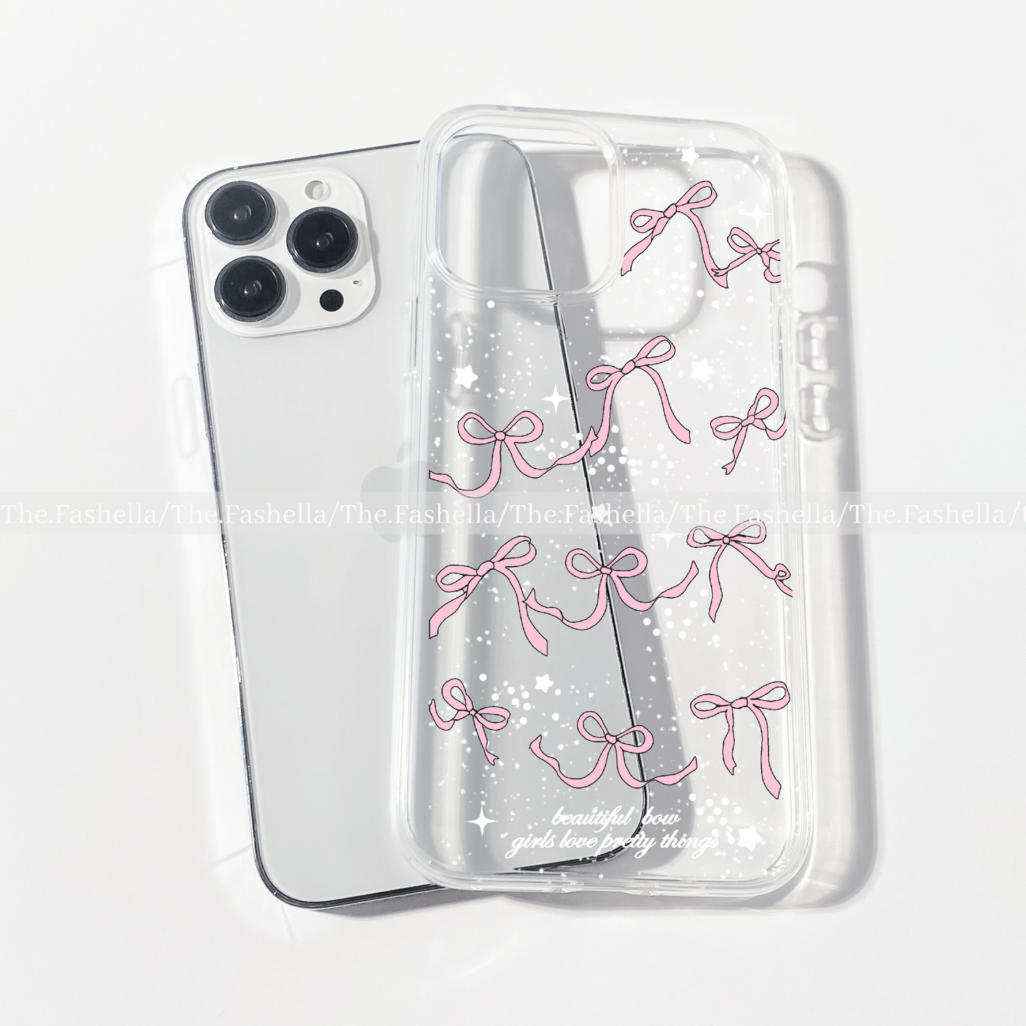 Pretty pink bows & sparkles clear phone case