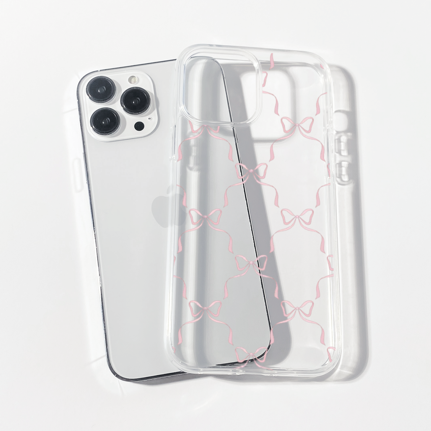 Aesthetic Pink Bow Clear Phone Case
