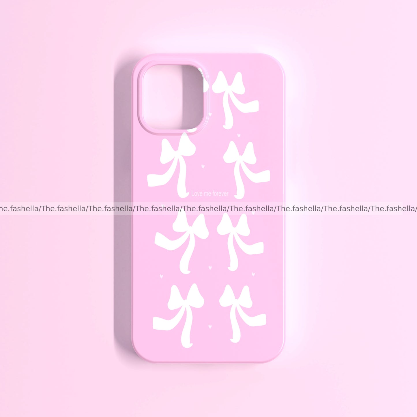 Aesthetic pink case with white bows phone cover