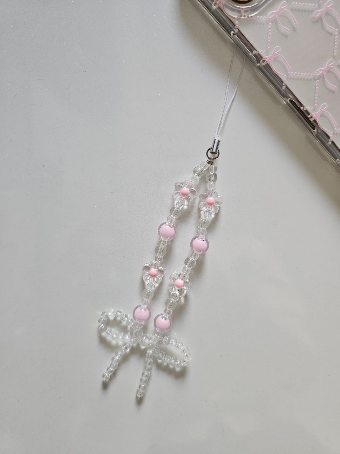 Prettiest pink bow double cute phone charm