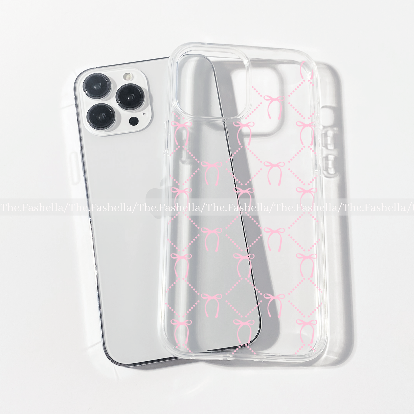 Aesthetic pink bow cute clear phone case