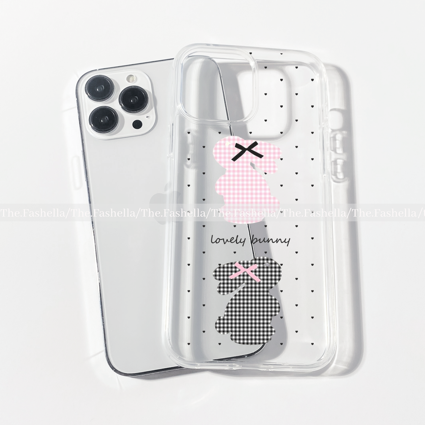 Pretty lovely bunny clear phone case with bow