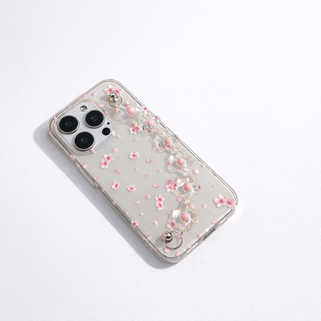 Pretty Pink Flowers With Chain Phone Cover