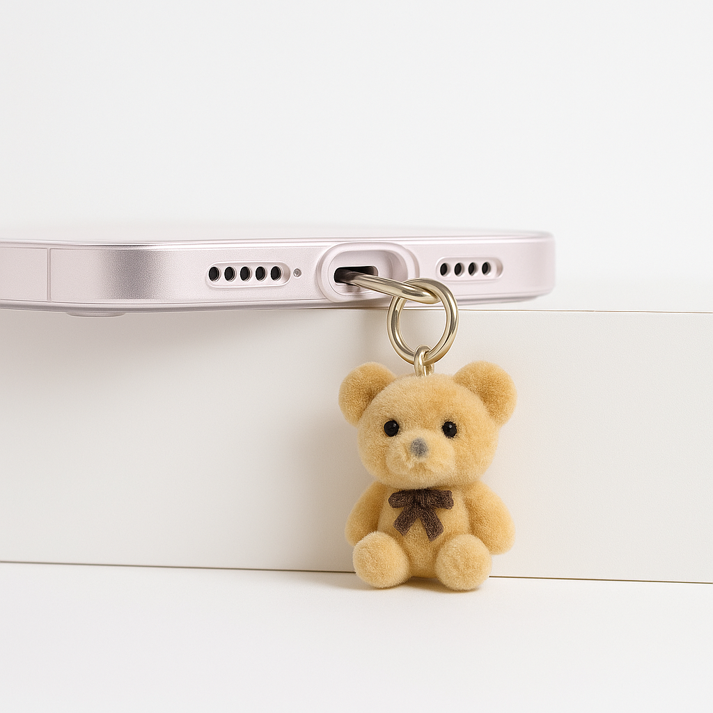 Pretty teddy brown bow case with hanging teddy