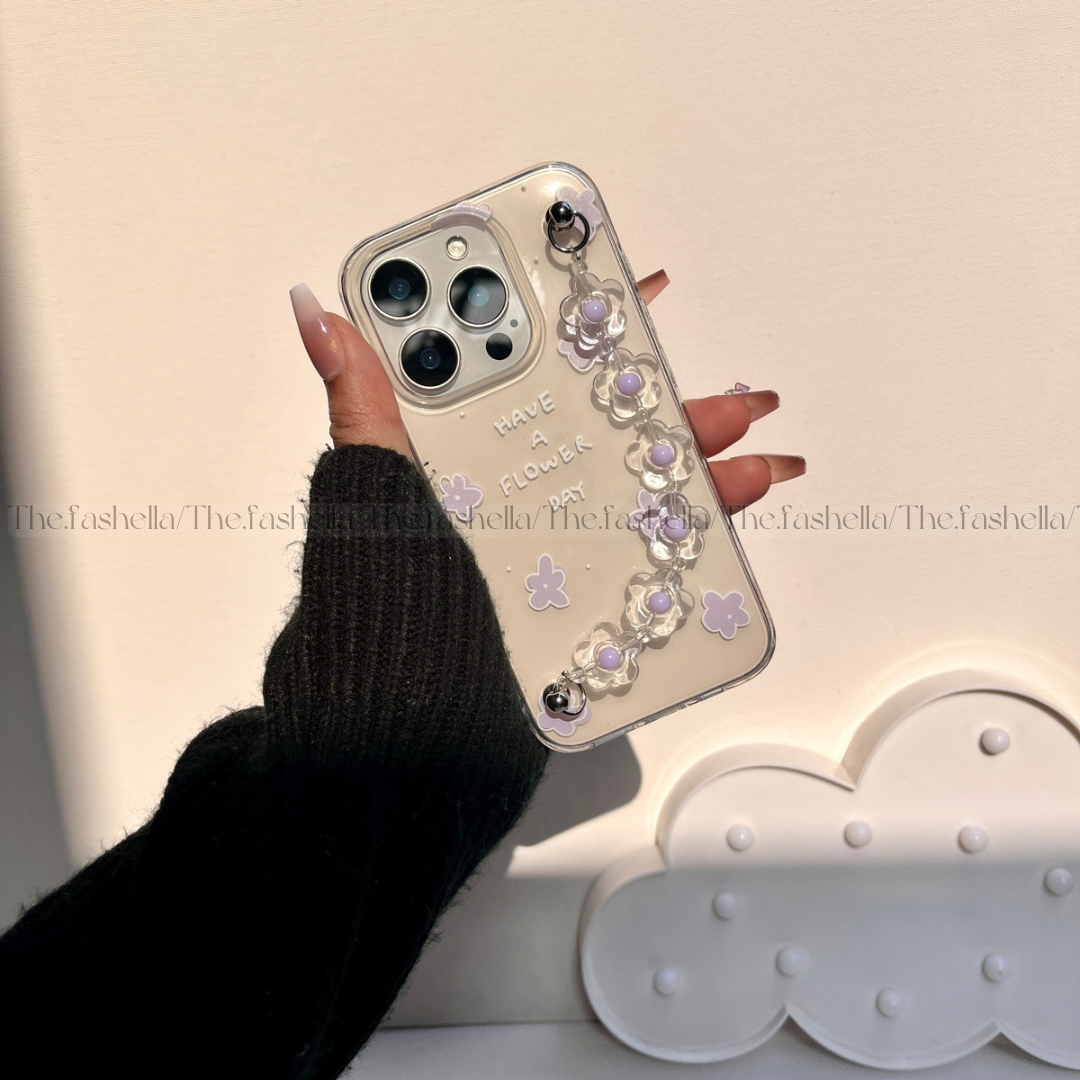 Aesthetic Lavender Floral Chain Phone Case