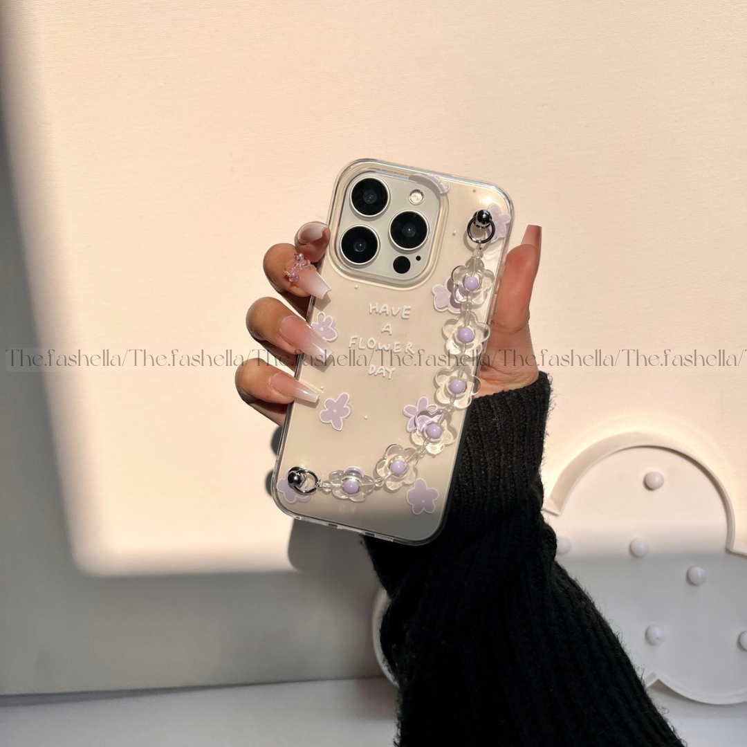 Aesthetic Lavender Floral Chain Phone Case