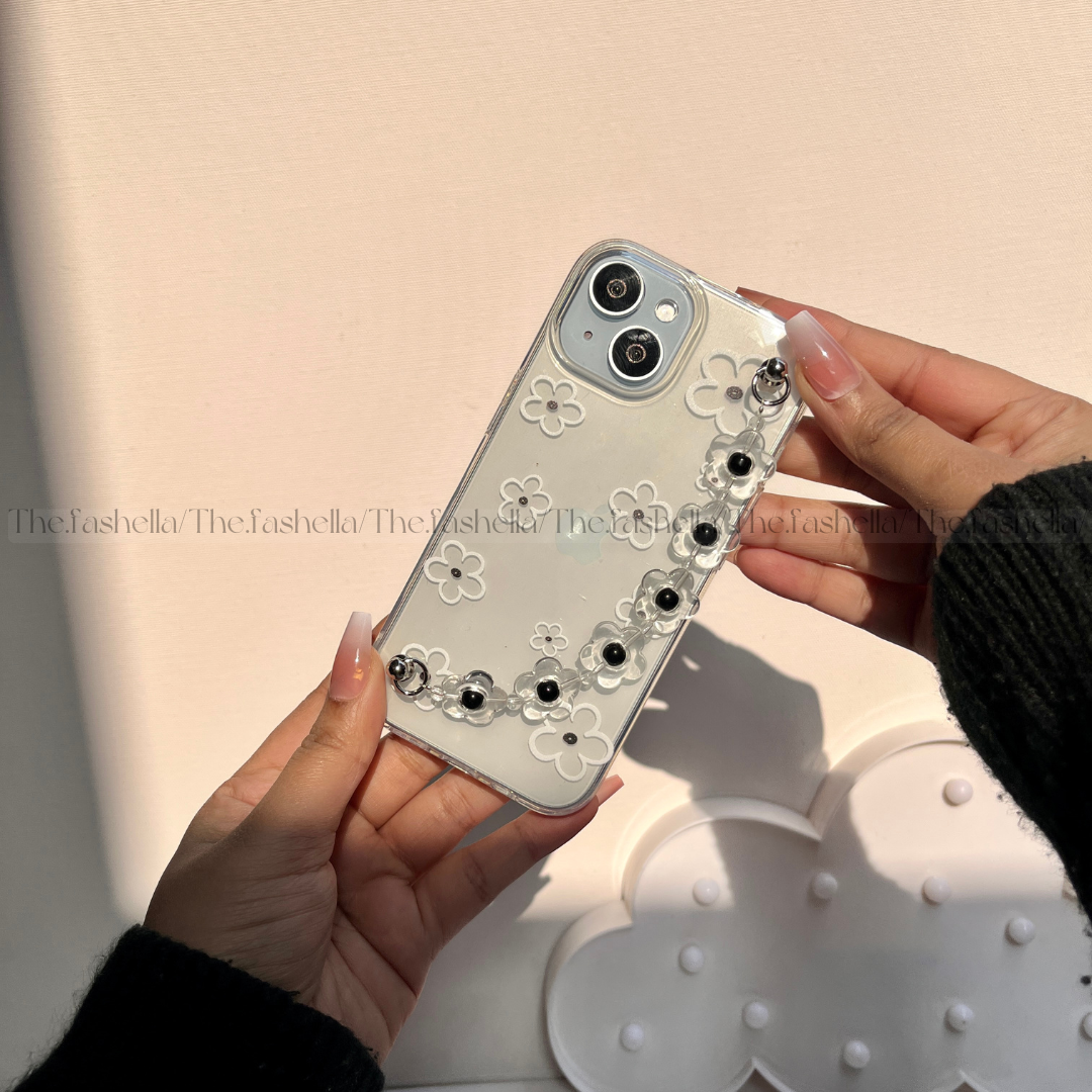 Aesthetic Black Floral Chain Phone Case
