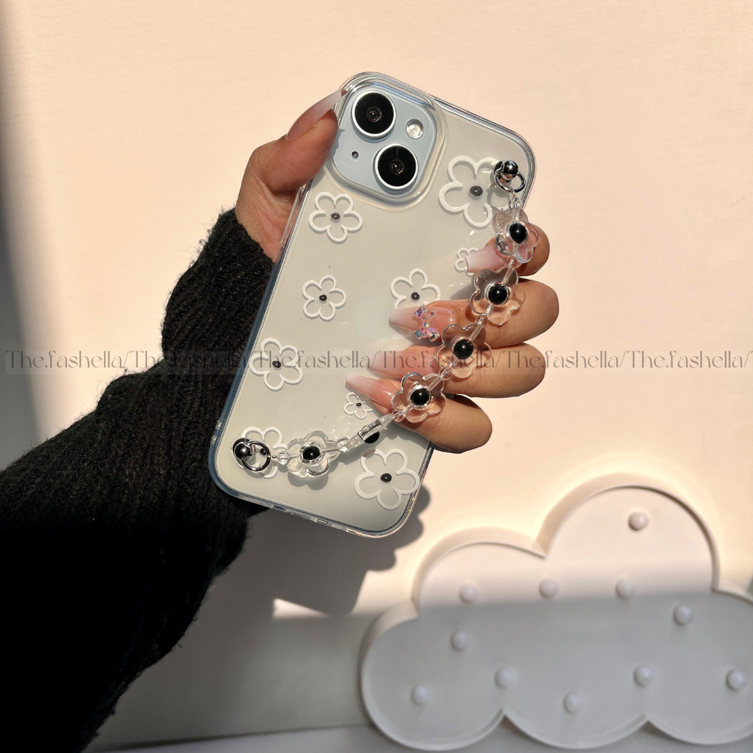 Aesthetic Black Floral Chain Phone Case
