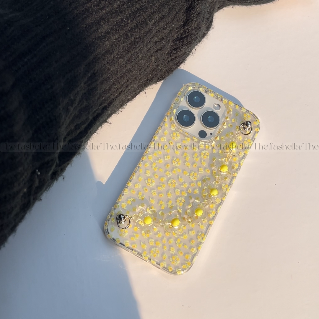 Aesthetic yellow pretty chain phone case