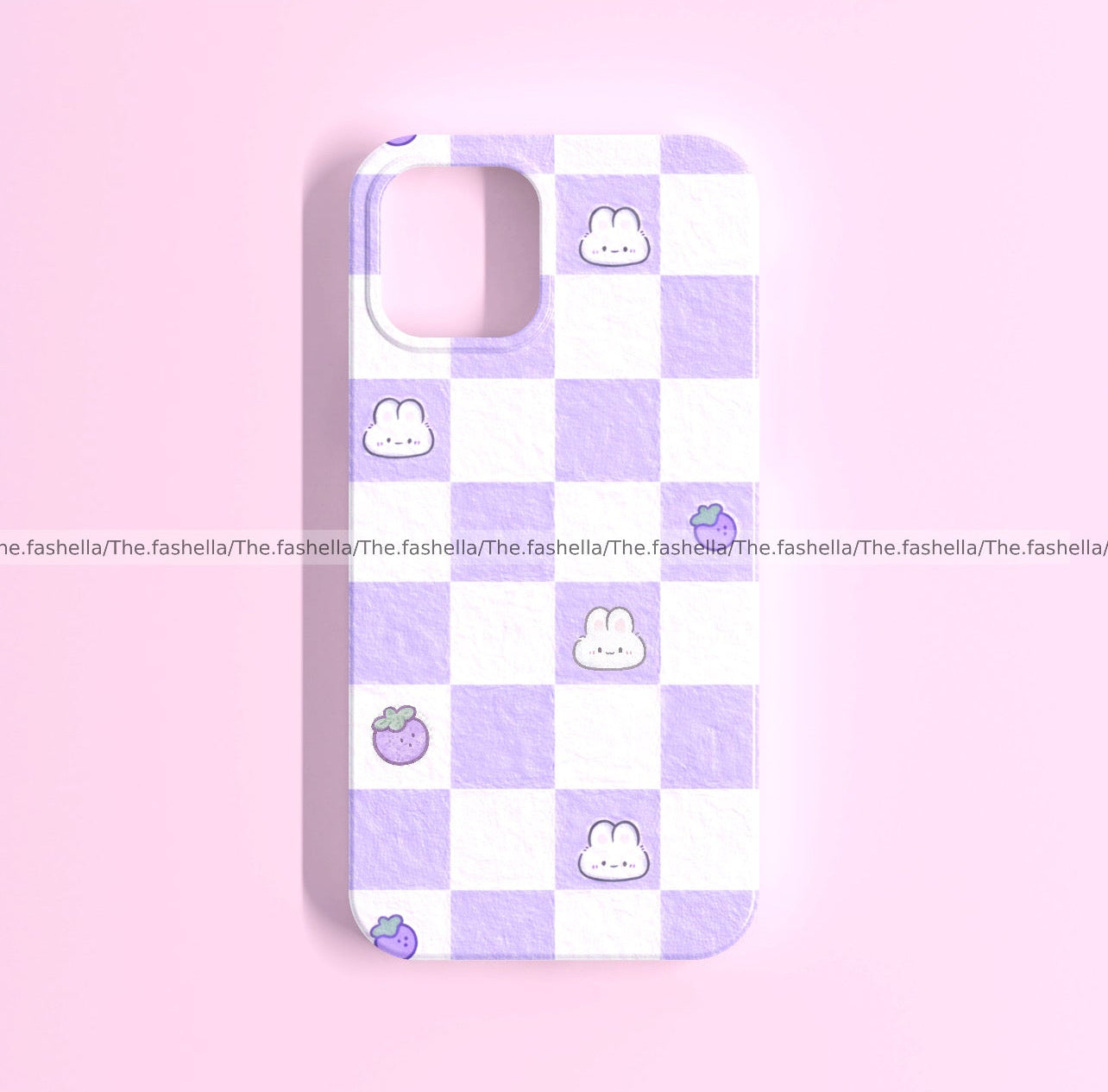 Lavender cute bunny and strawberry phone case