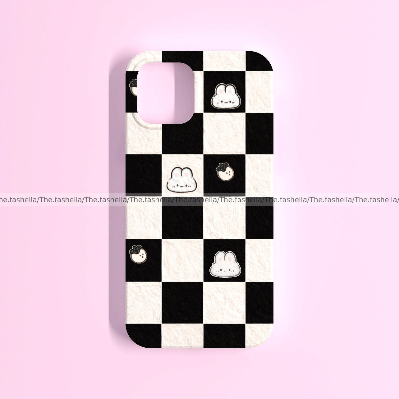 Cute Bunny and strawberry black phone case