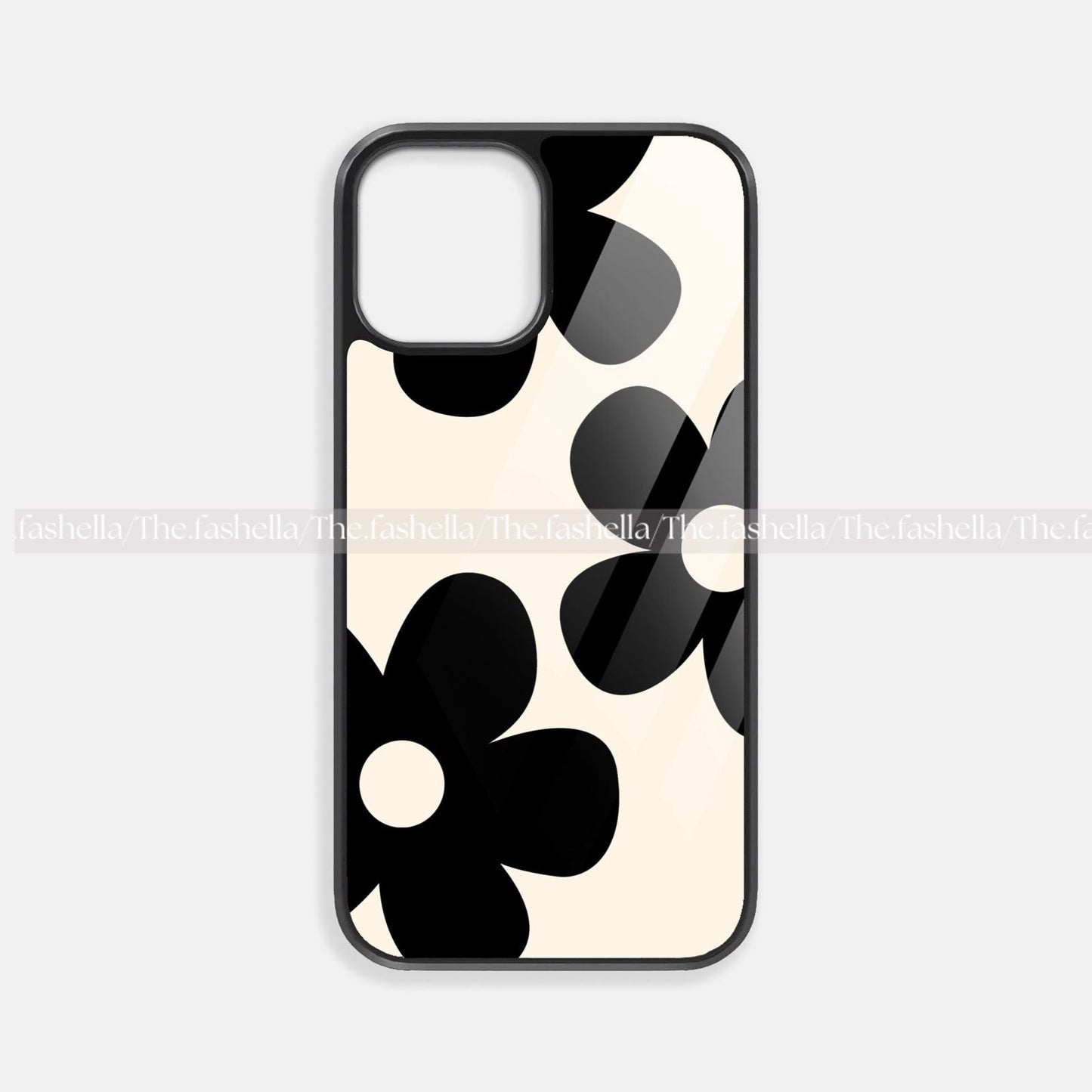 Big flowers blackpremium glossy phone case