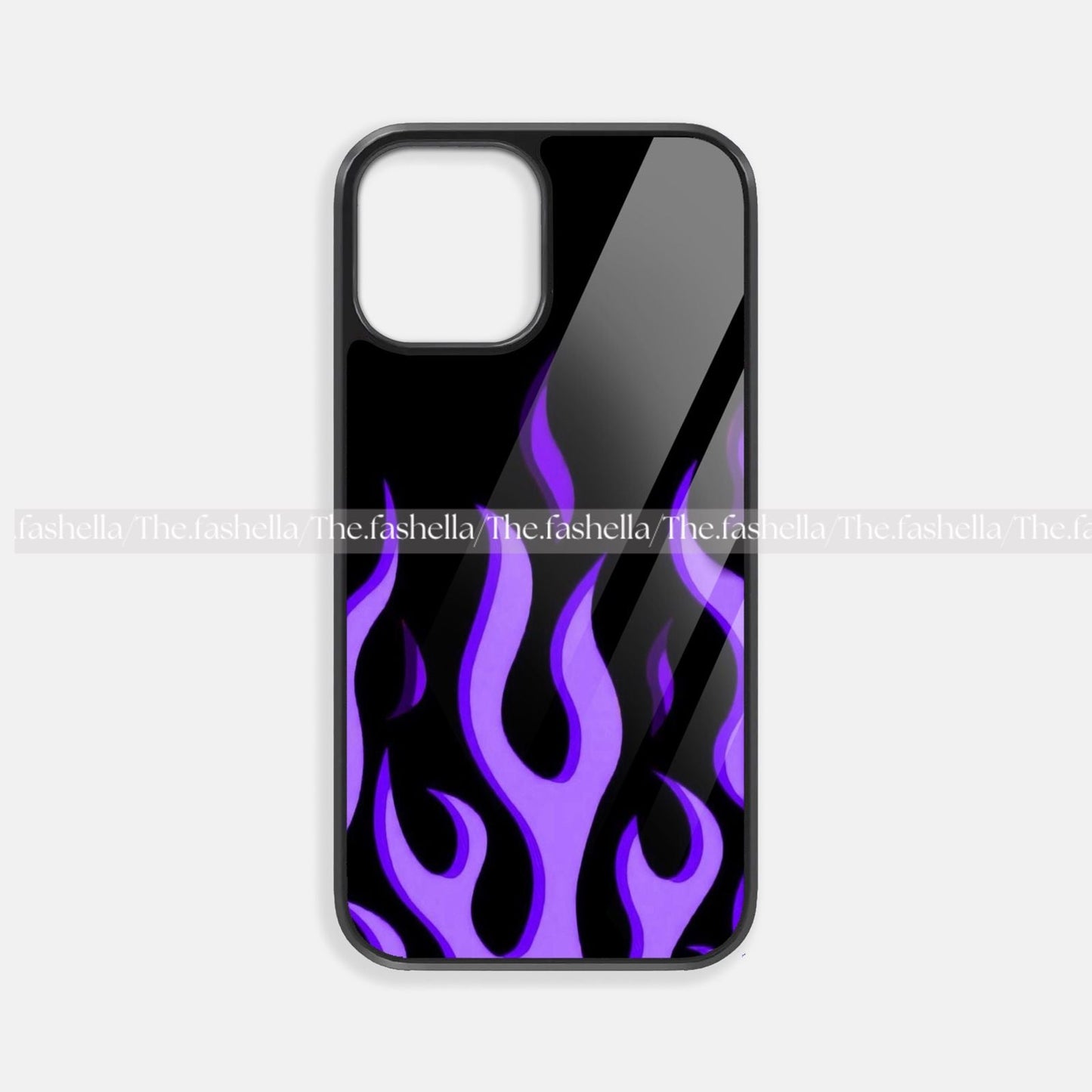Purple aesthetic flames blackpremium glossy phone case