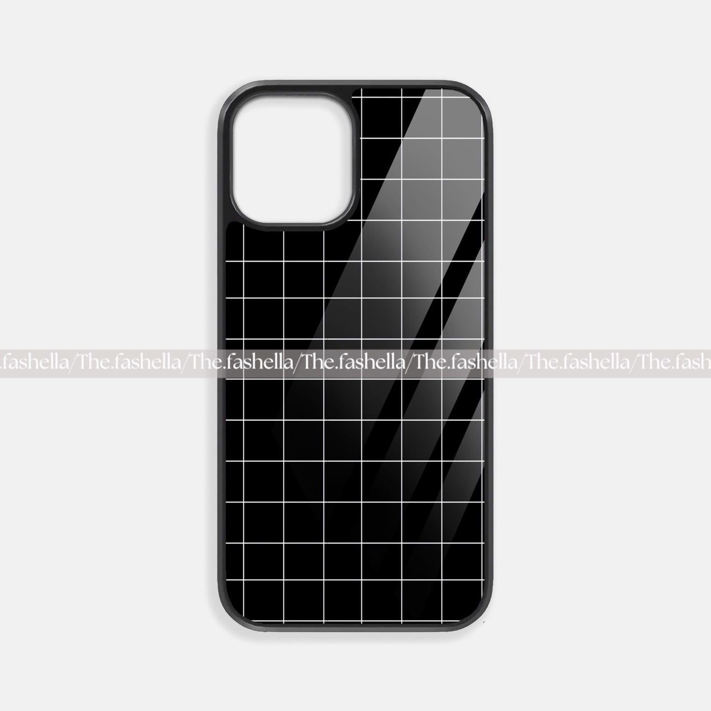 Aesthetic white checks blackpremium glossy phone case