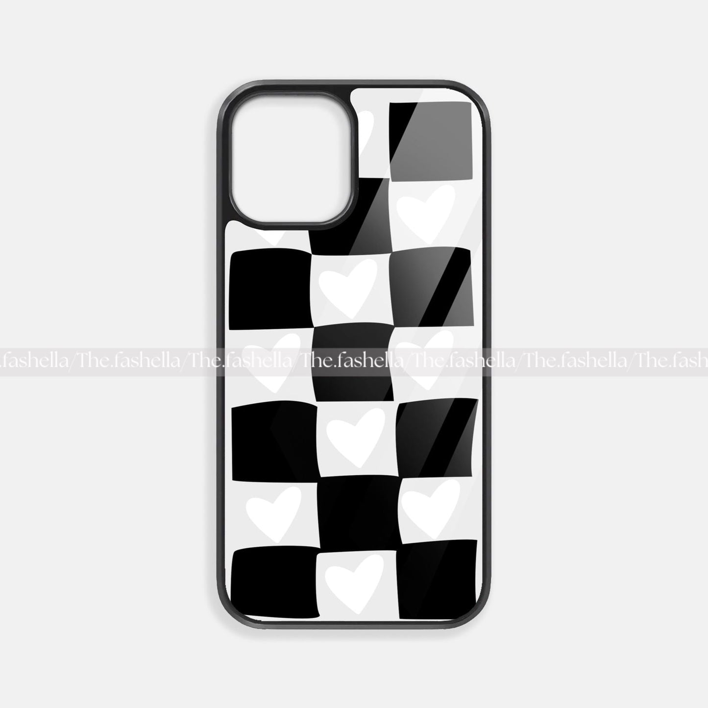 Big checks & heart blackpremium glossy phone case