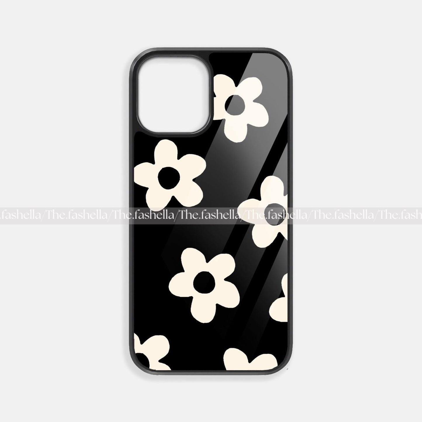 Cute minimal flowers blackpremium glossy phone case