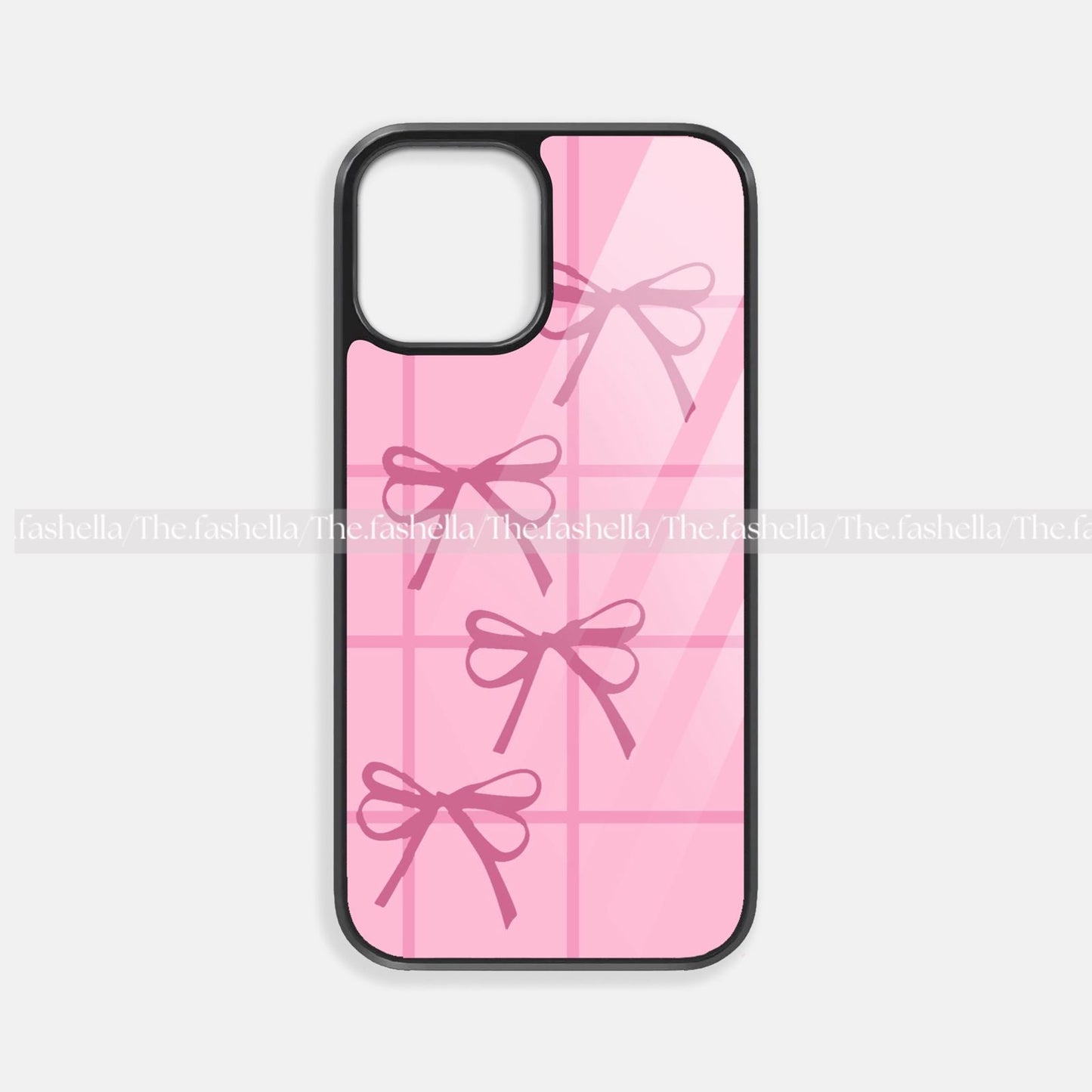 Aesthetic pink bow with linespremium glossy phone case
