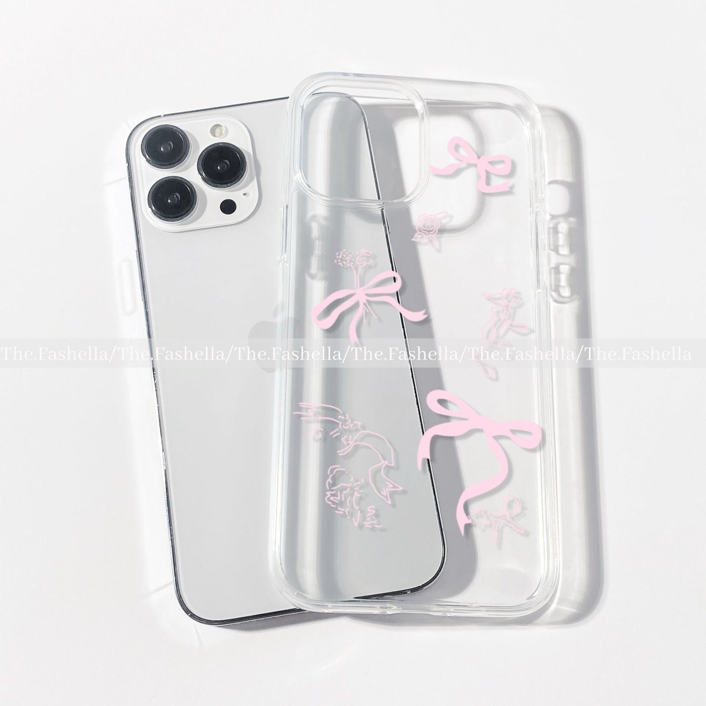 Minimal pretty pink bows clear case