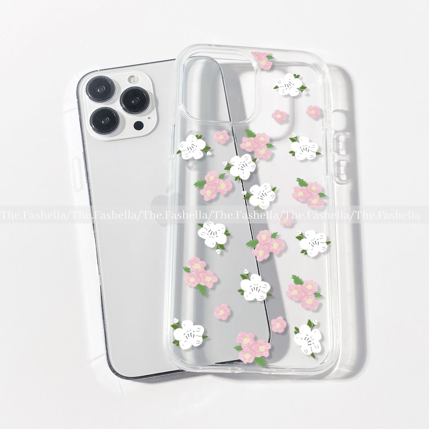 Aesthetic pink flowers clear case