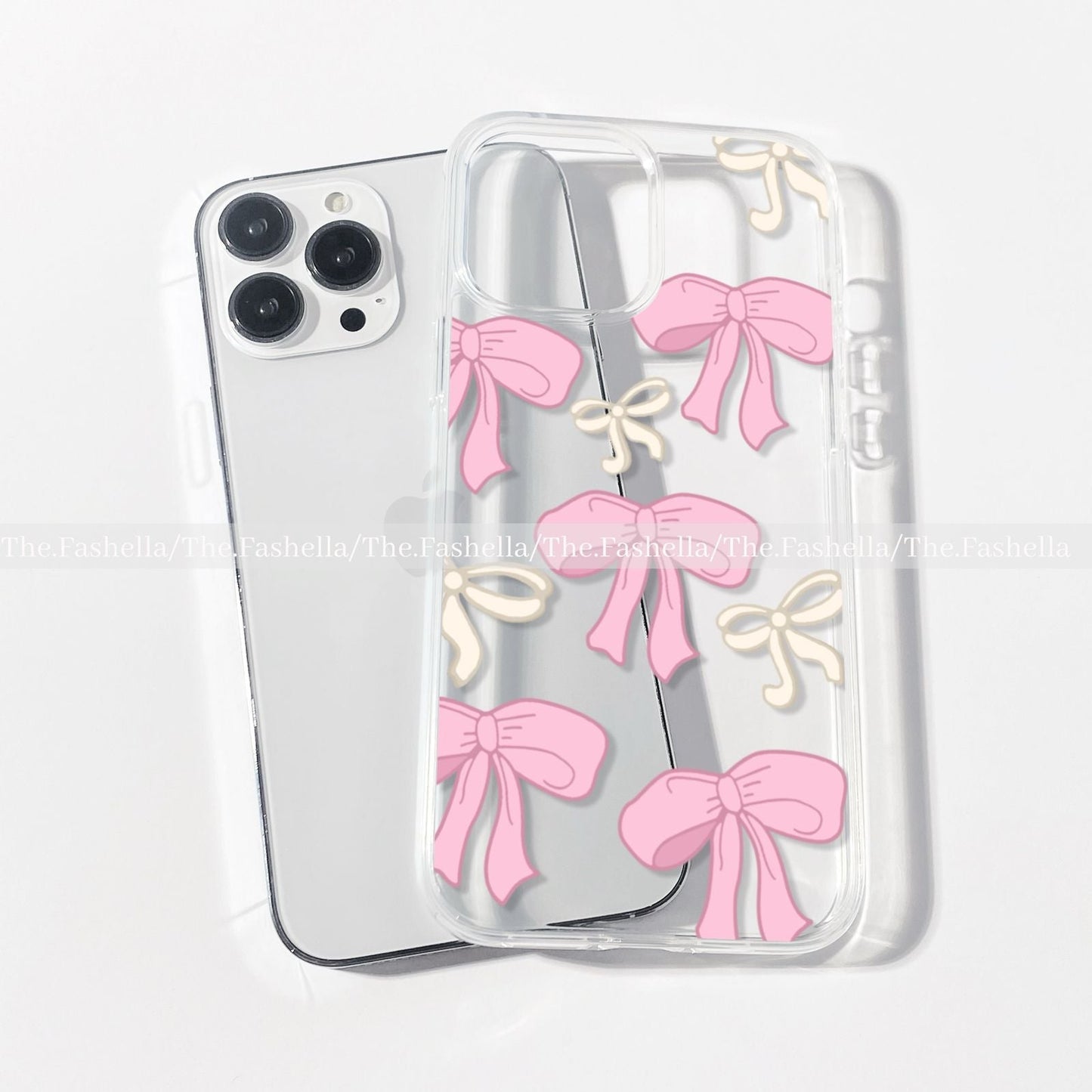 Ribbon rose aesthetic clear case