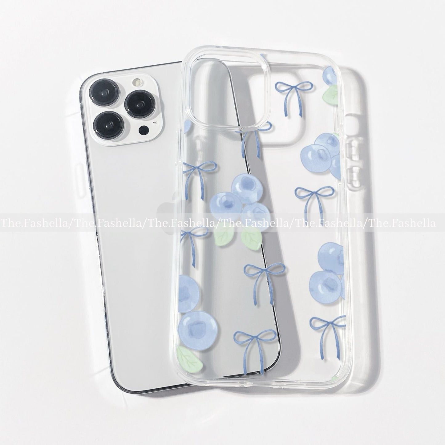 Cute bows and blue berries aesthetic clear case