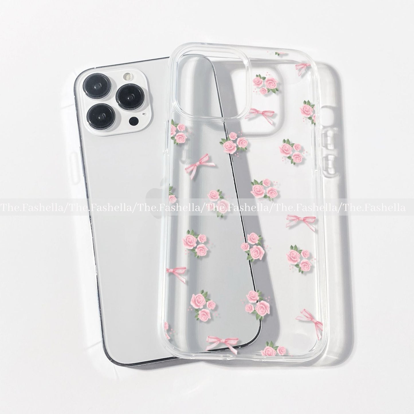 Aesthetic bows & rose clear pretty case