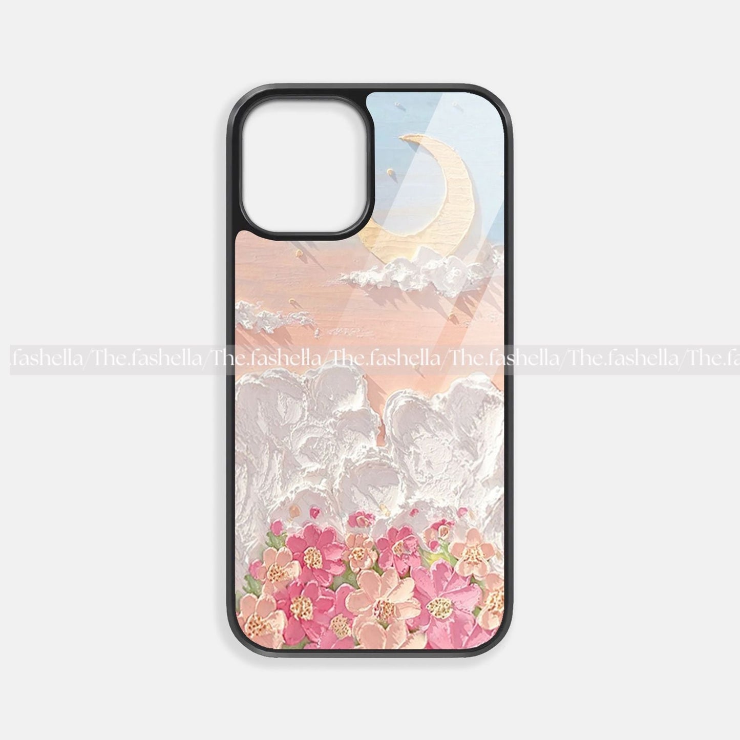 Aesthetic moon pink & blue premium glossy phone case