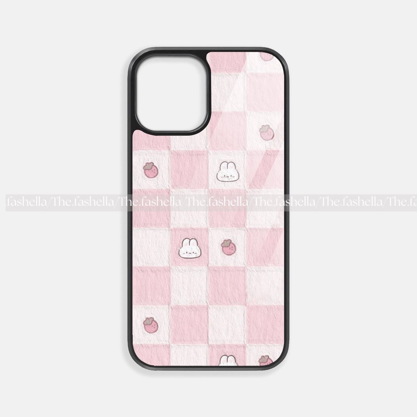 Aesthetic strawberry and bunny premium glossy phone case