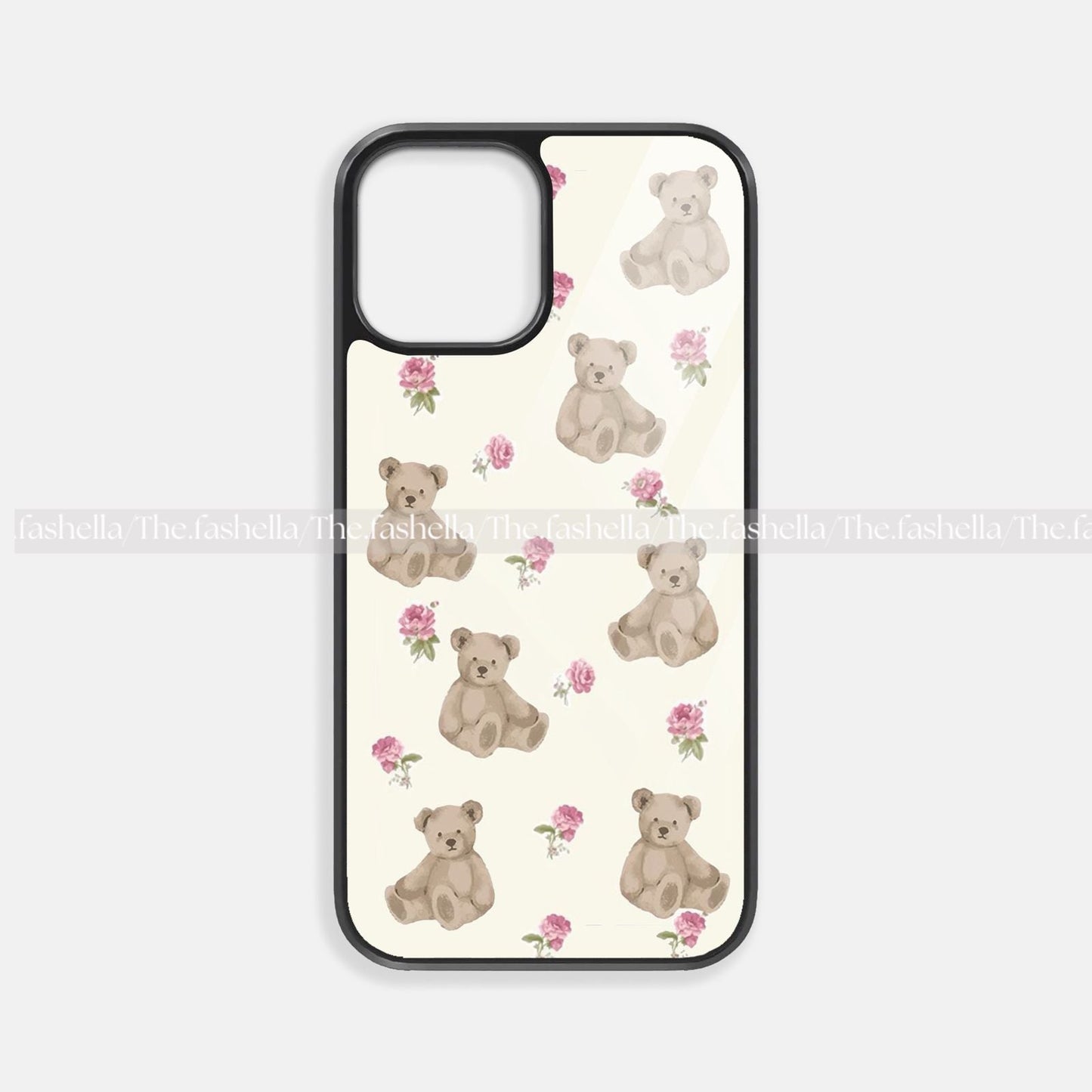 Cutest teddy and rose premium glossy phone case