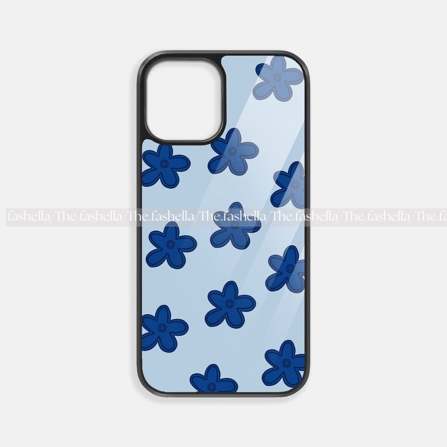 Aesthetic flowers blue premium glossy phone case