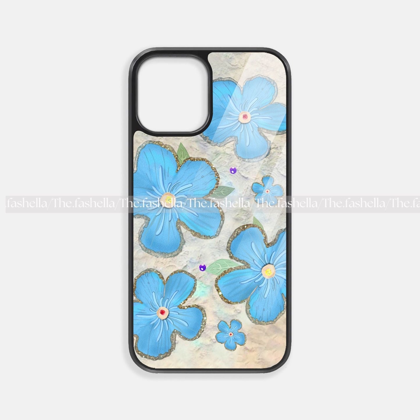 Aesthetic blue flower cute premium glossy phone case