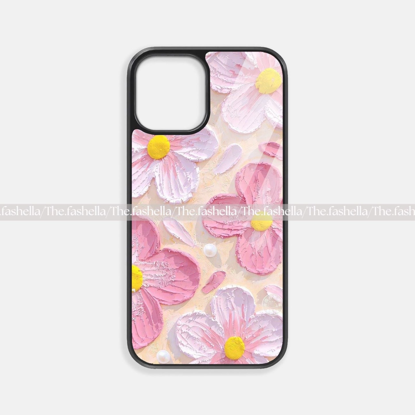 Cute pink flowers premium glossy phone case