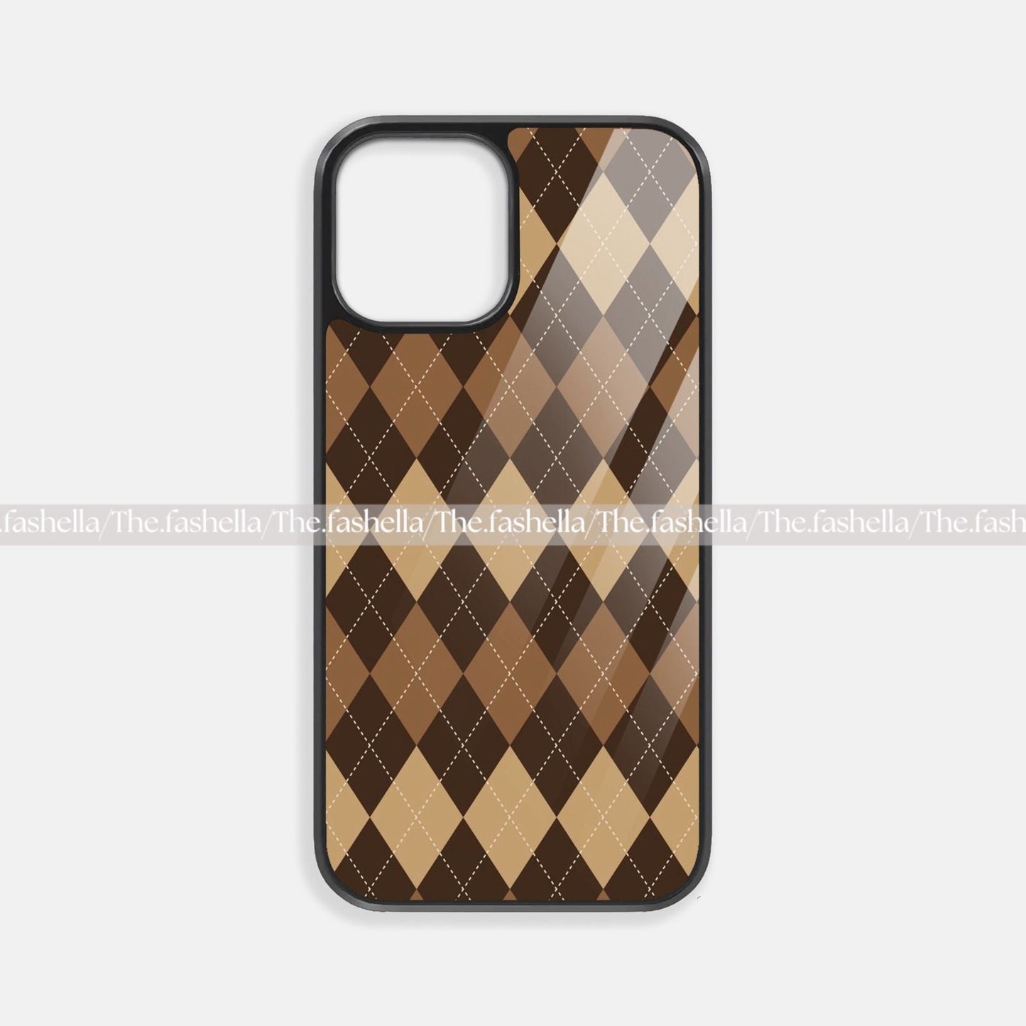 Brown checks premium glossy phone case