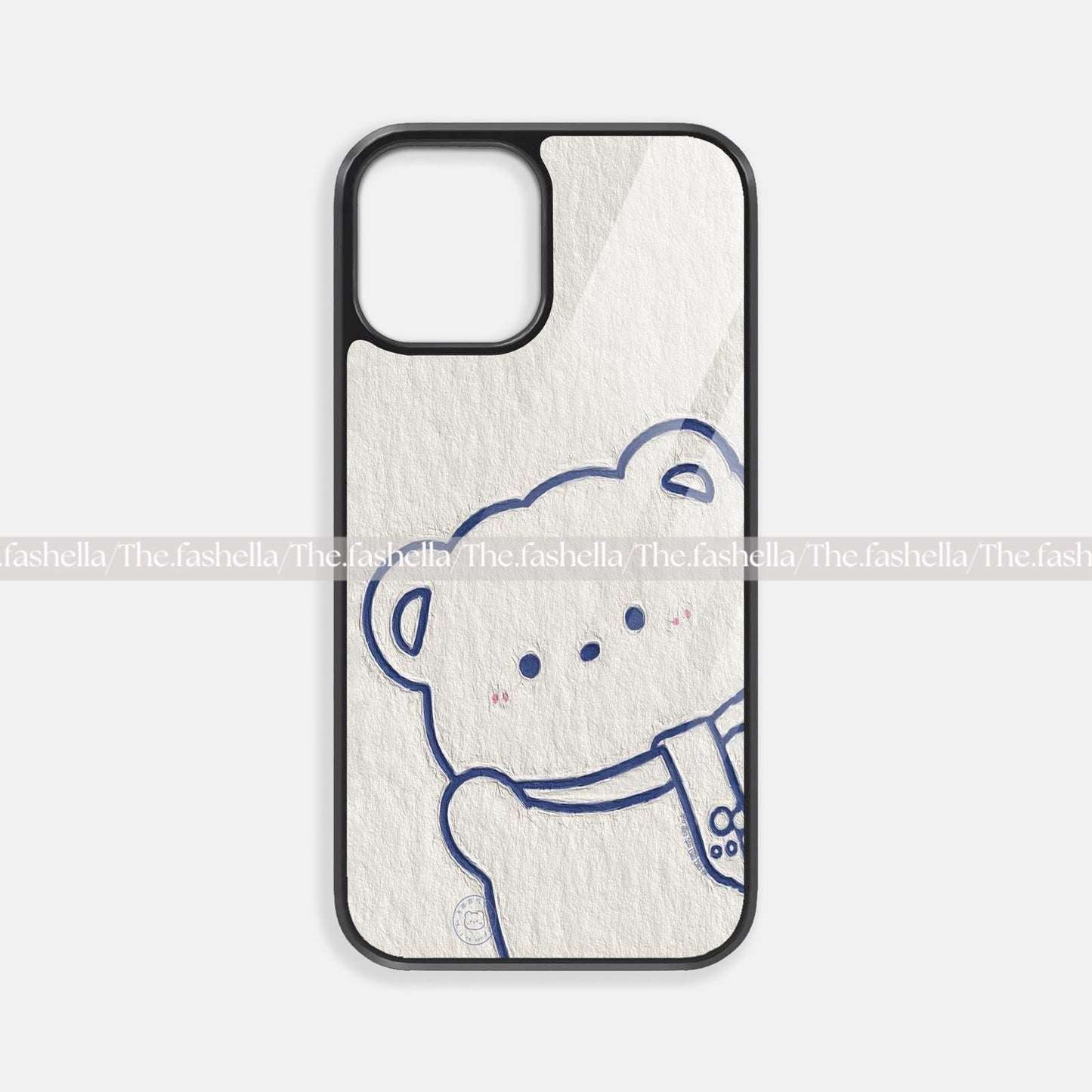 Cute teddy grey premium glossy phone case