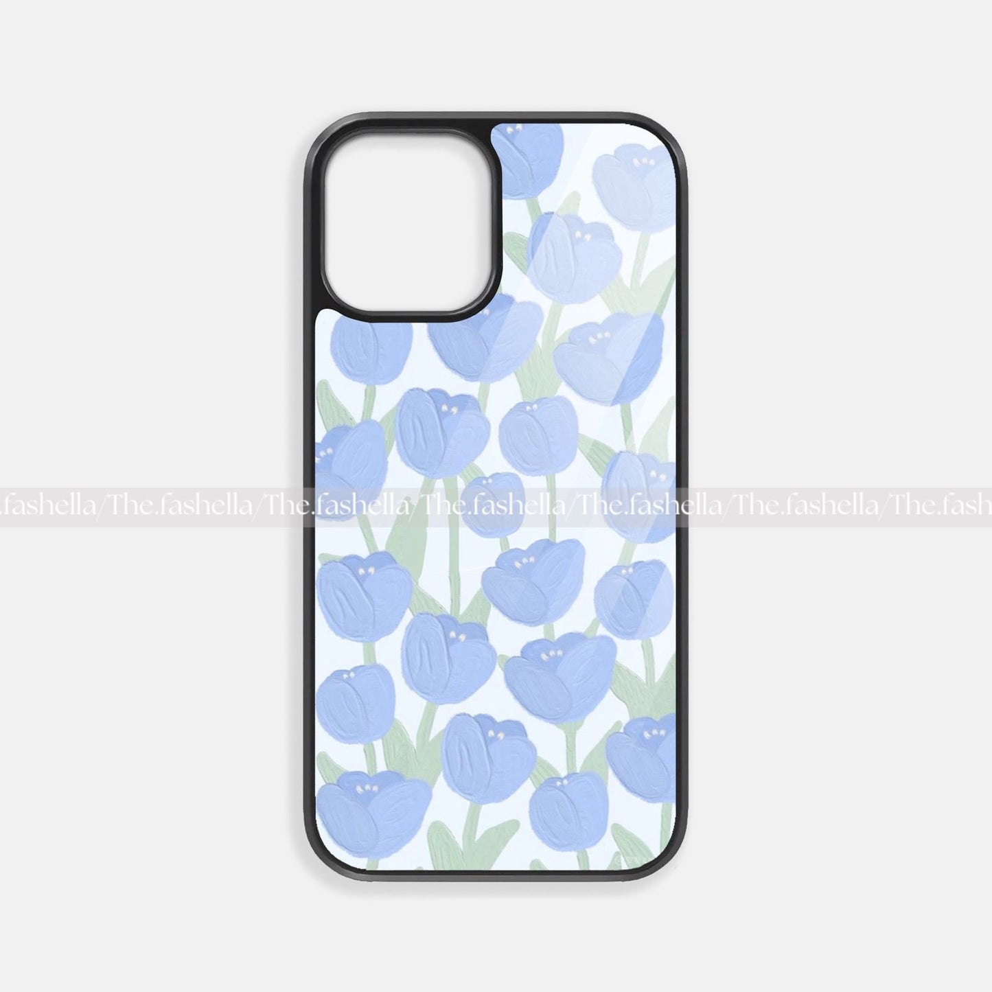 Aesthetic blue tulip premium glossy phone case