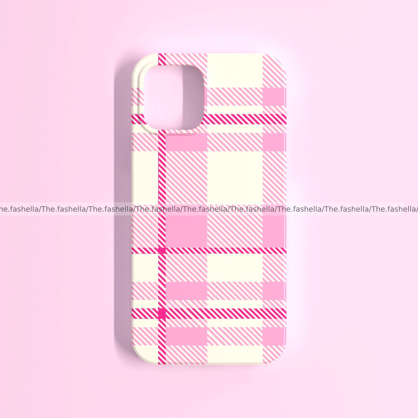 Beige and pink checks case
