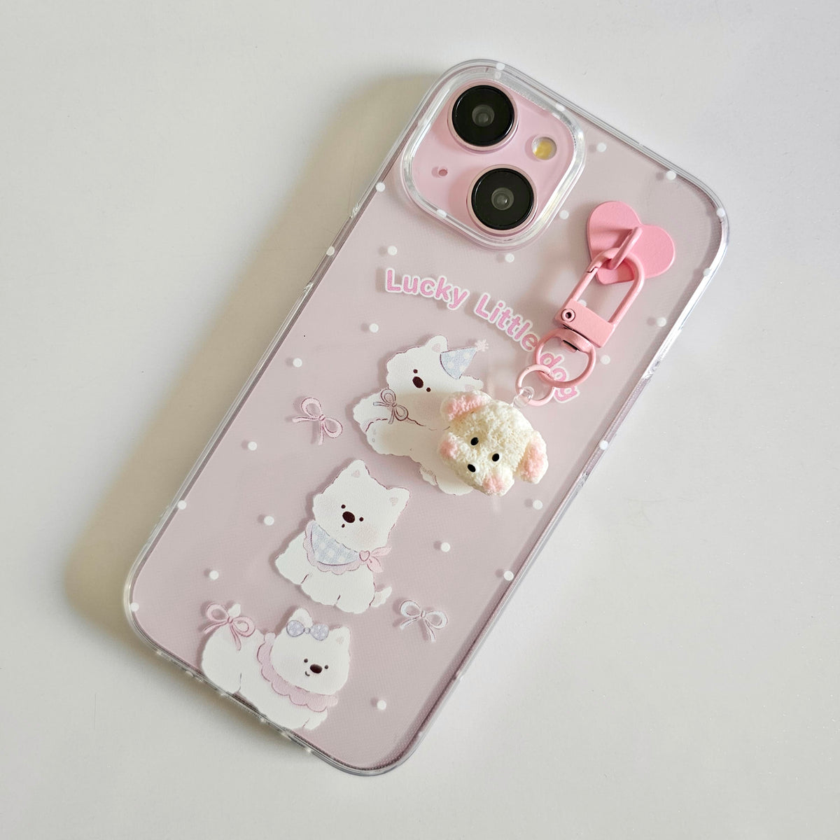 Sweet Little Puppies Phone case With Hanging Puppy