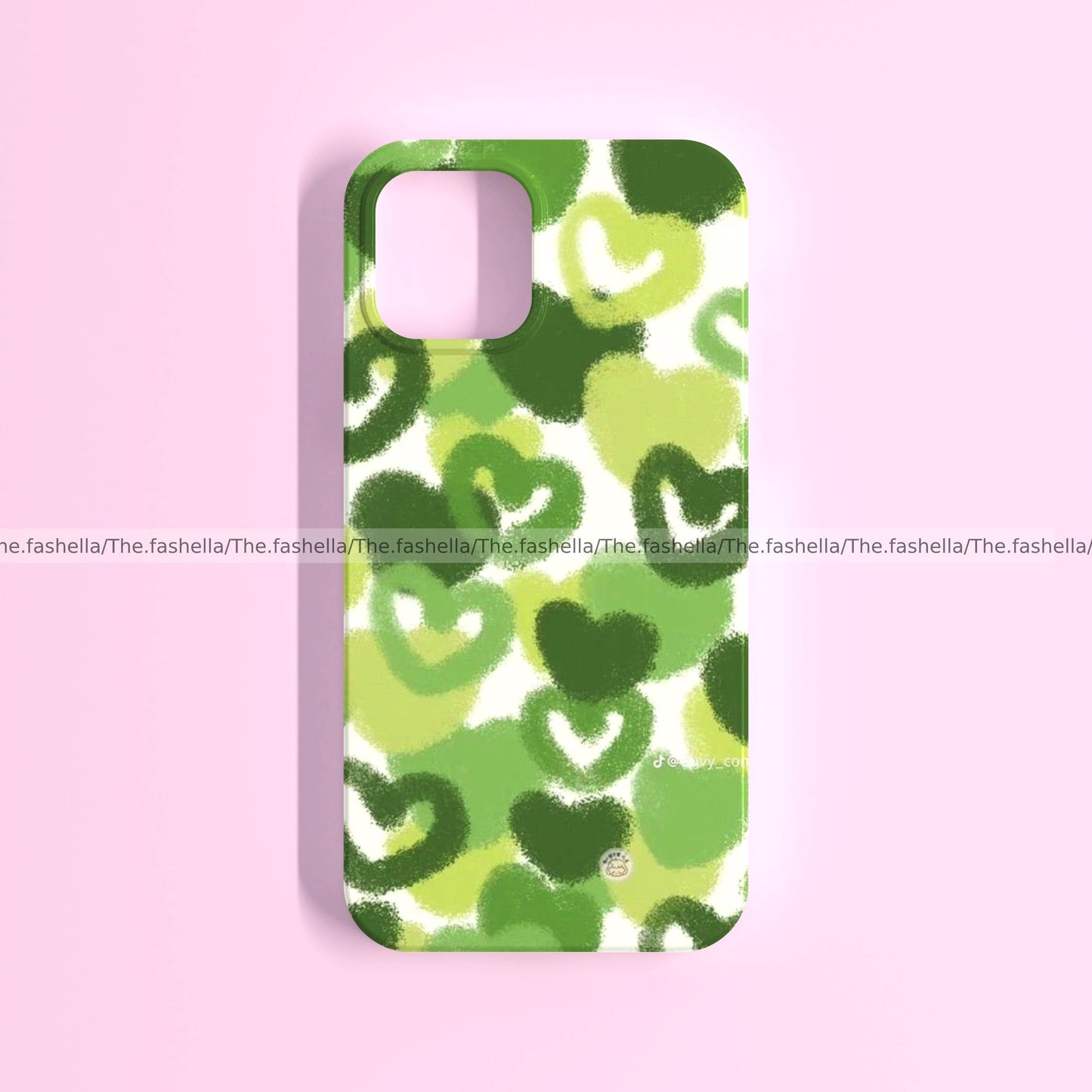 Green aesthetic hearts case