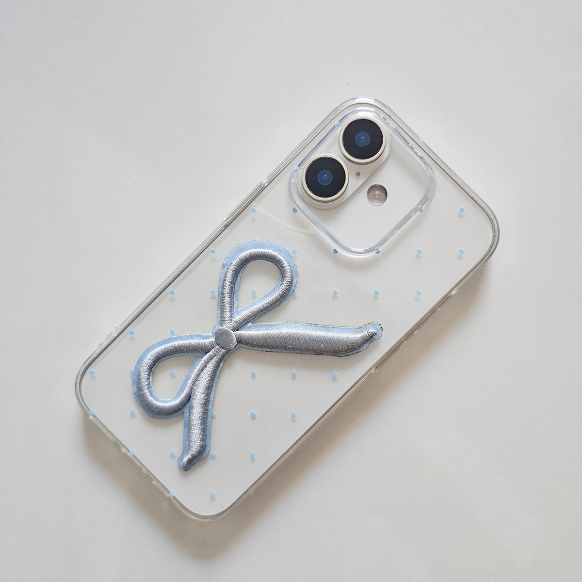 Blue Embroidered Bow Sticker For Phone Case