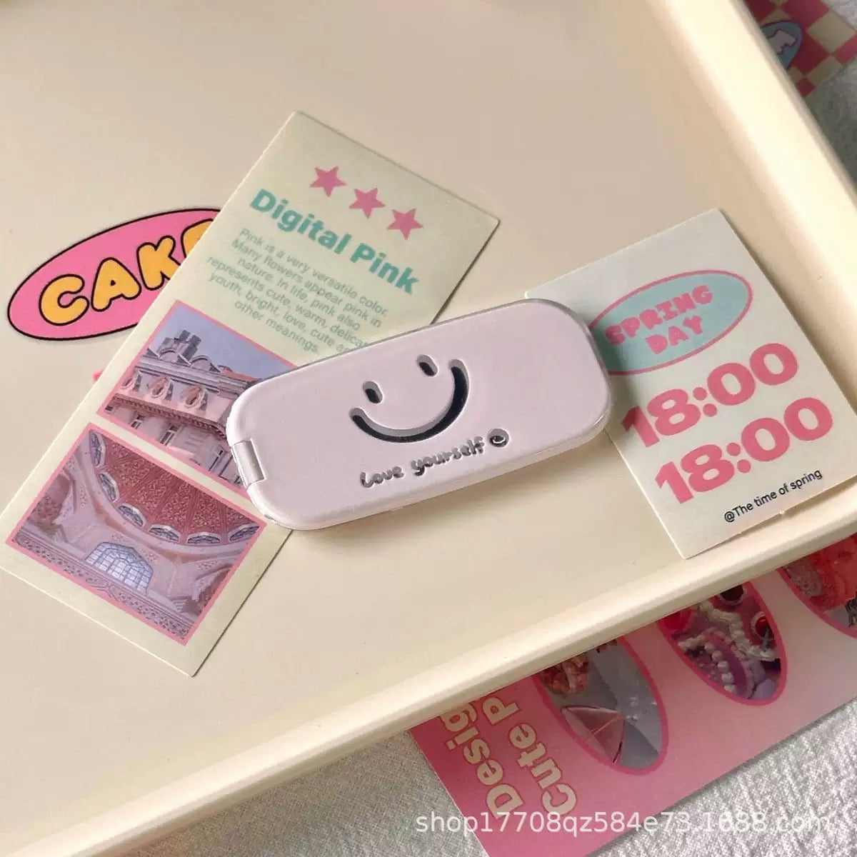 Love Yourself Smiley Mirror Sticker Stand
