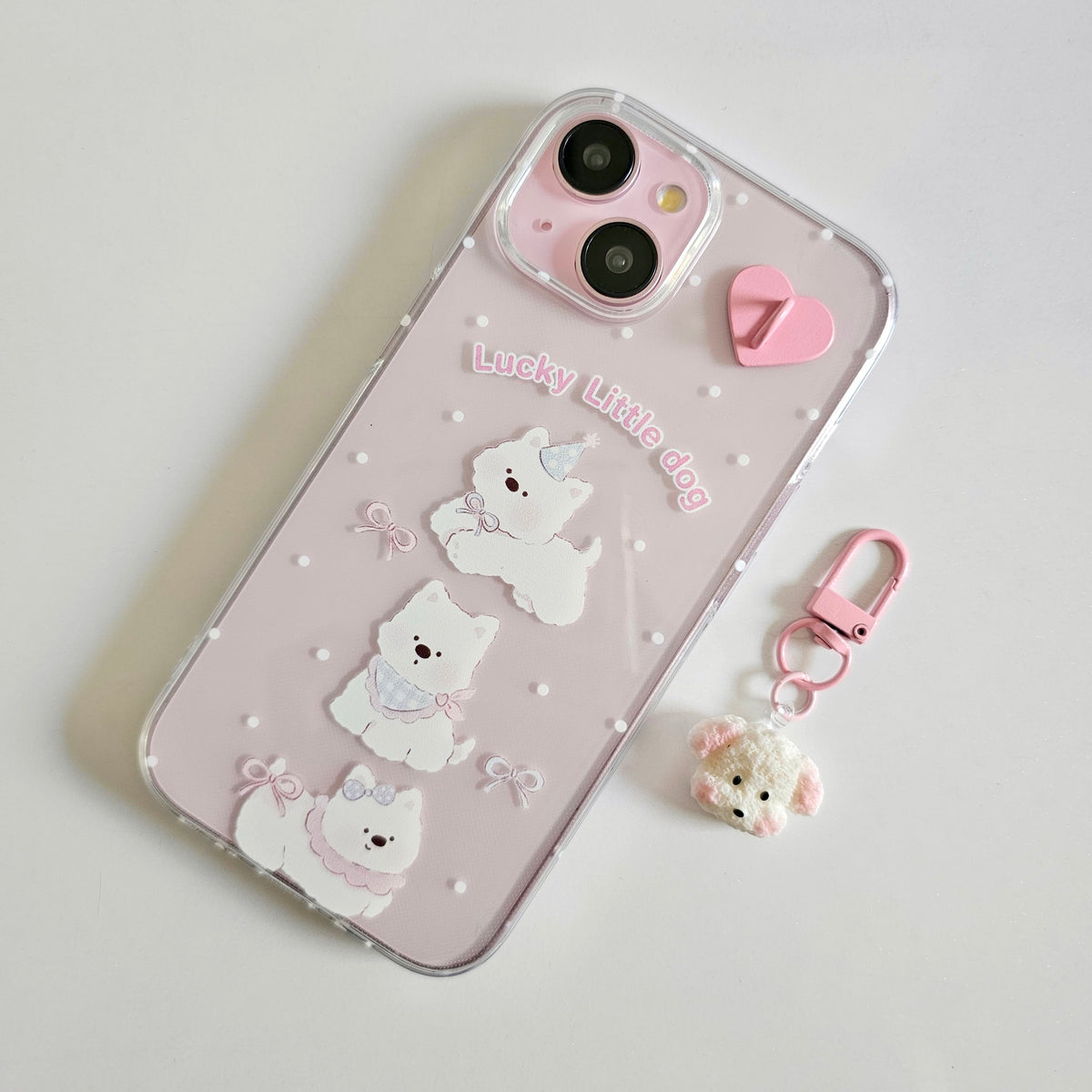 Sweet Little Puppies Phone case With Hanging Puppy
