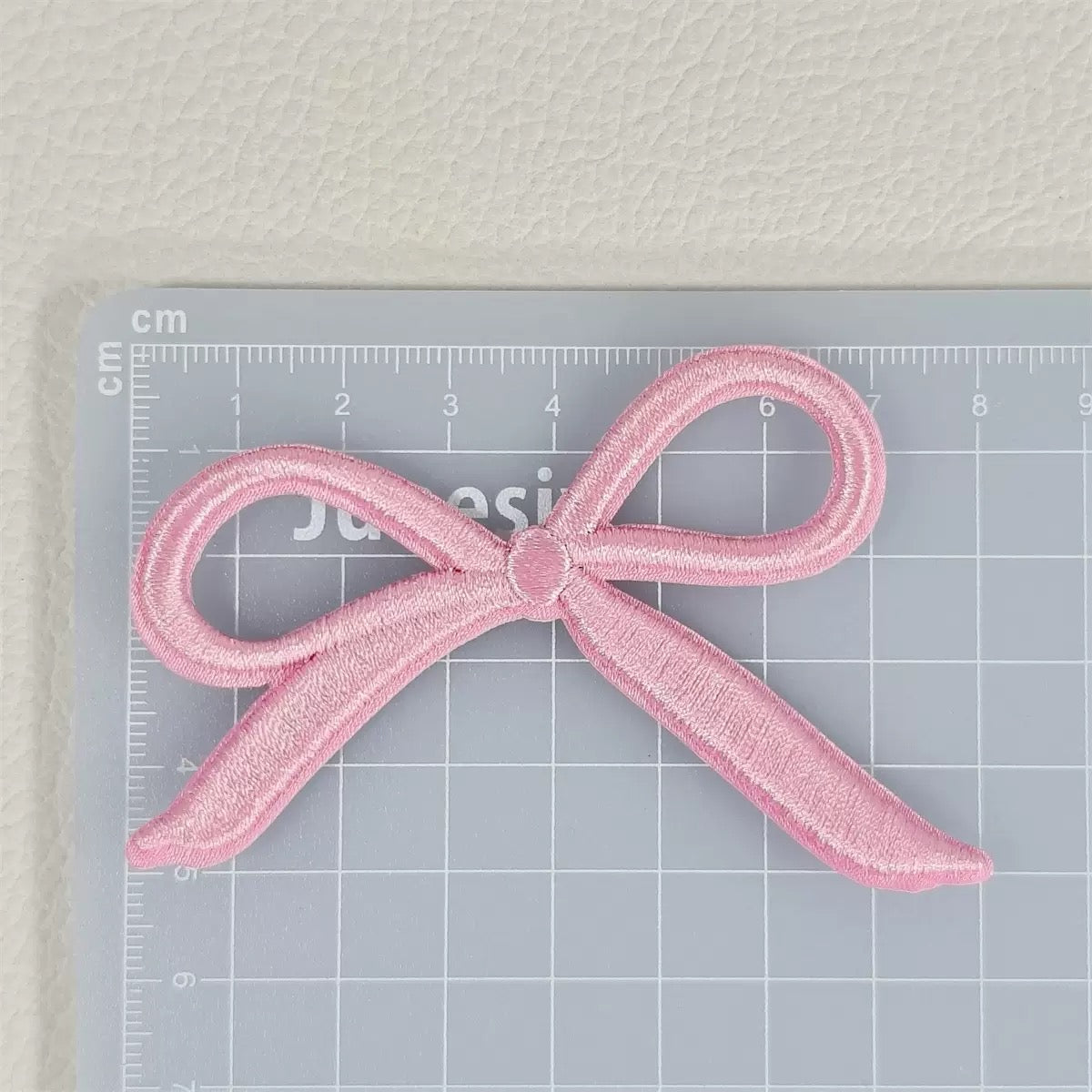 Pink Embroidered Bow Sticker For Phone Case