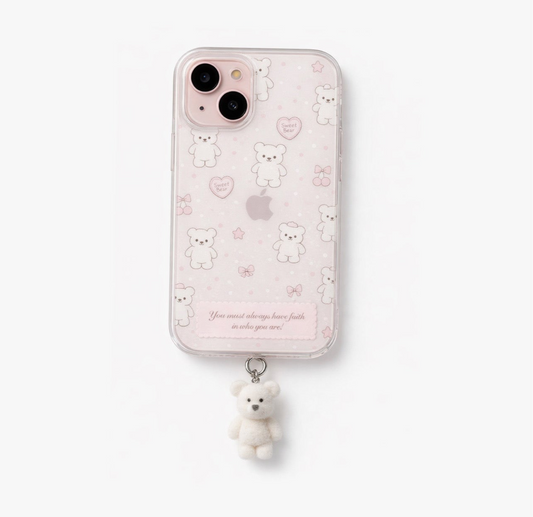Softcore Bear With Fur Hanging Toy Phone Case