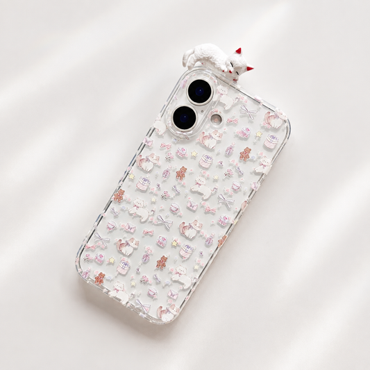 Pastel Kawaii Cat Case With Cute Cat Topper